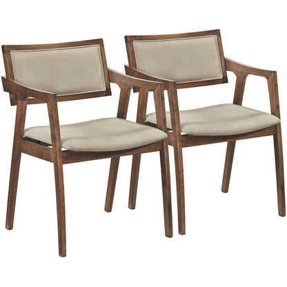 Modern Fabric Upholstered Rubber Wood Dining Chairs Set of 2 with Arms, Beige Dining Chairs at Gallery Canada
