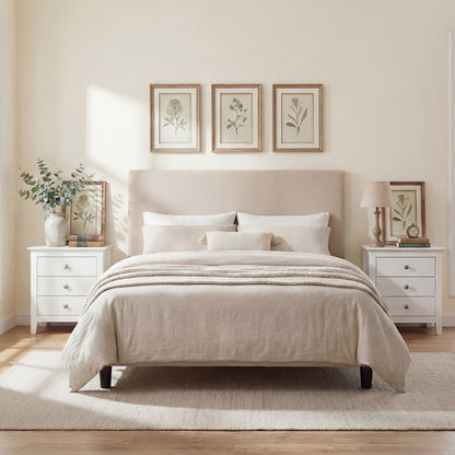Modern Farmhouse 3-Drawer Nightstand, Wood Grain Accents, White Nightstands at Gallery Canada