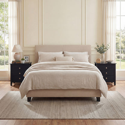 Modern Farmhouse 3-Drawer Night Stand, Wood Grain Accents, Black Nightstands at Gallery Canada