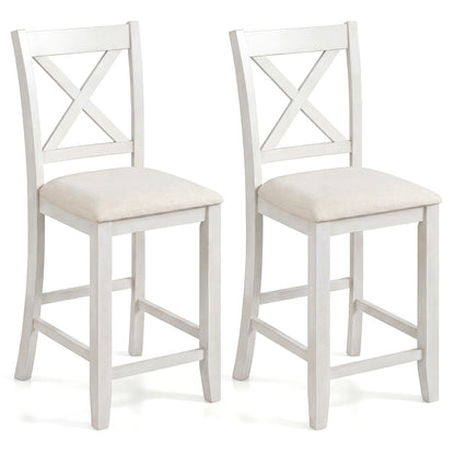 Modern Farmhouse Counter Height Stools with Footrest and Cushion, White Bar Stools White at Gallery Canada