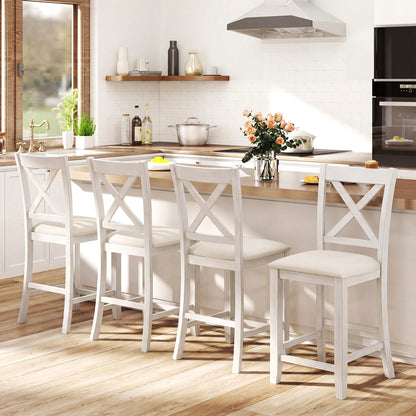 Modern Farmhouse Counter Height Stools with Footrest and Cushion, White Bar Stools at Gallery Canada