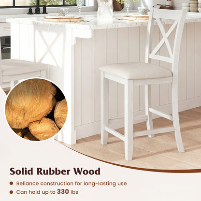 Modern Farmhouse Counter Height Stools with Footrest and Cushion, White Bar Stools at Gallery Canada
