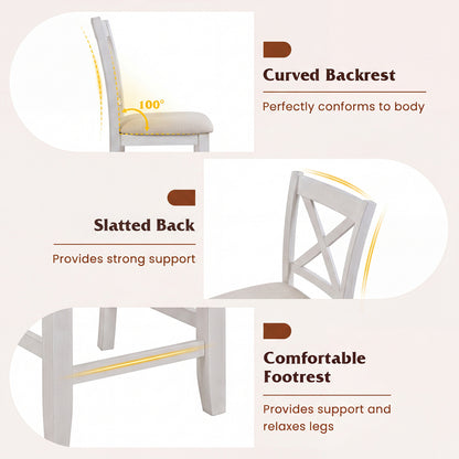 Modern Farmhouse Counter Height Stools with Footrest and Cushion, White Bar Stools at Gallery Canada