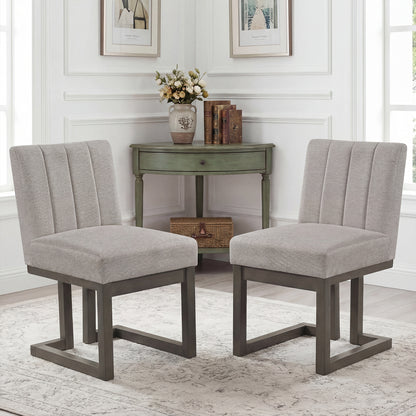 Modern Farmhouse Dining Chairs, Set of 2, 5.5" Thickened Padded Seat, Gray Dining Chairs at Gallery Canada