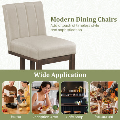 Modern Farmhouse Fabric Dining Chairs, Set of 2, 5.5" Thickened Padded Seat, Walnut Dining Chairs at Gallery Canada