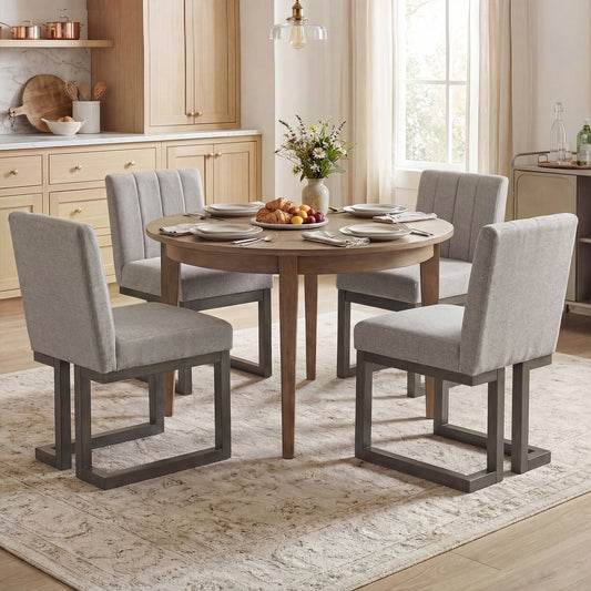 Fabric Dining Chairs, Set of 4, 5.5" Thickened Seat, Gray Dining Chairs Gray at Gallery Canada