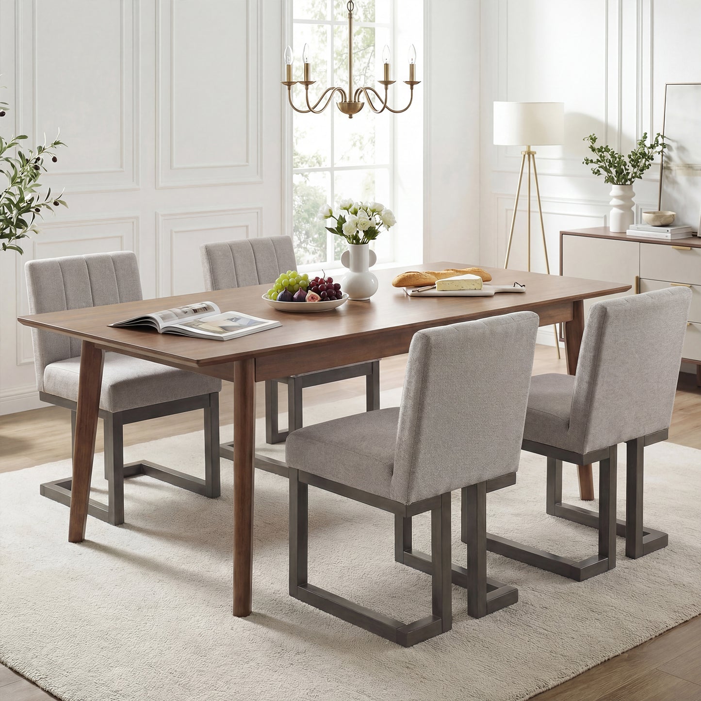 Fabric Dining Chairs, Set of 4, 5.5" Thickened Seat, Gray Dining Chairs at Gallery Canada