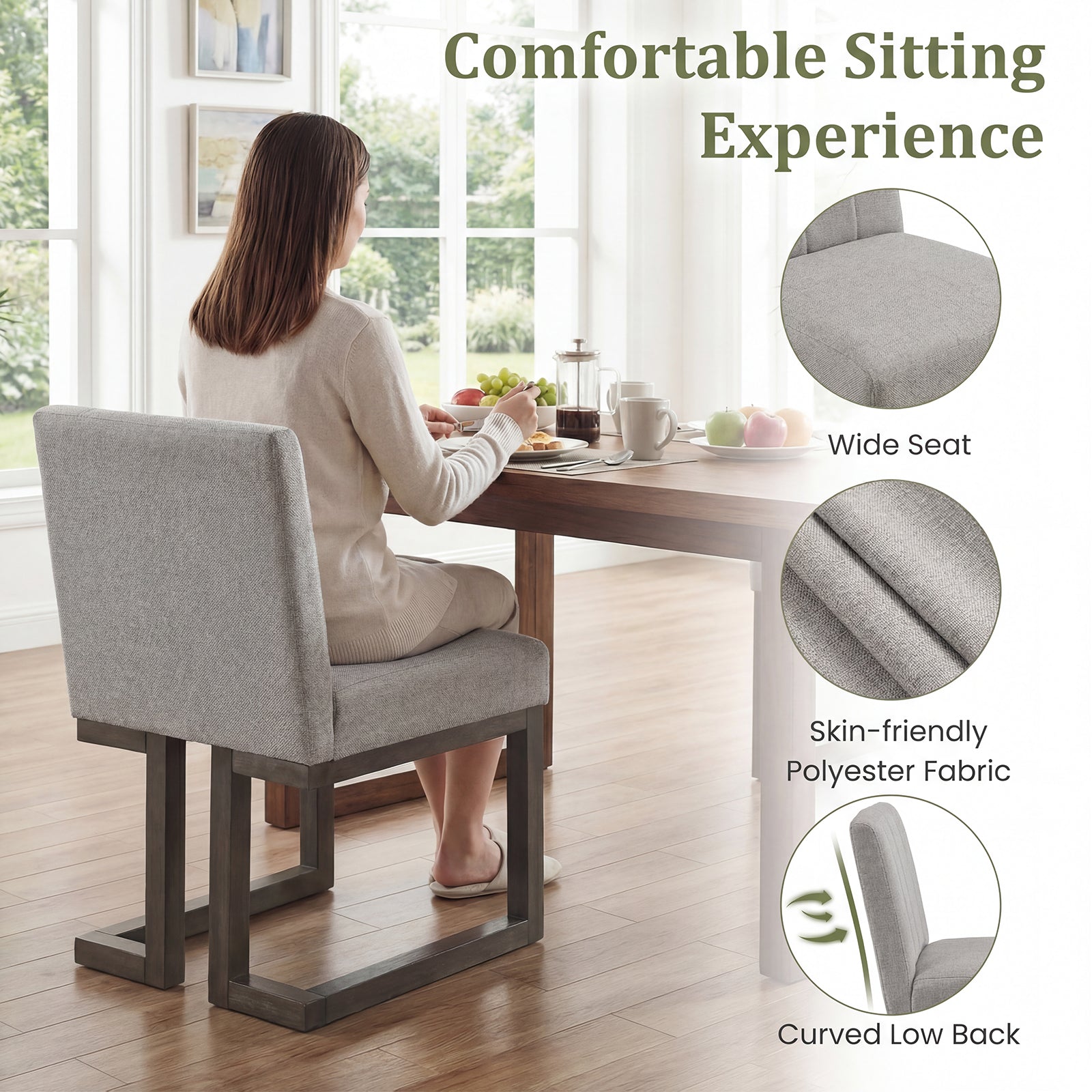 Fabric Dining Chairs, Set of 4, 5.5
