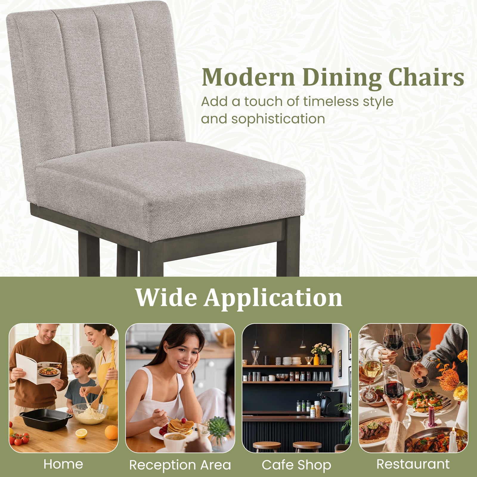 Fabric Dining Chairs, Set of 4, 5.5