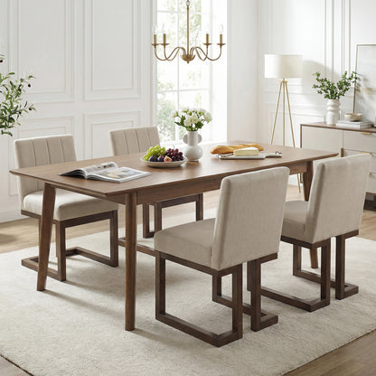 Modern Farmhouse Fabric Dining Chairs, Set of 4, 5.5" Thickened Seat, Walnut Dining Chairs at Gallery Canada
