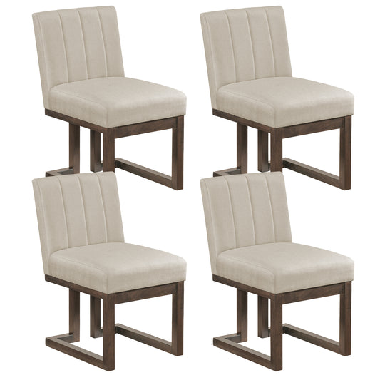 Modern Farmhouse Fabric Dining Chairs, Set of 4, 5.5" Thickened Seat, Walnut Dining Chairs Walnut at Gallery Canada