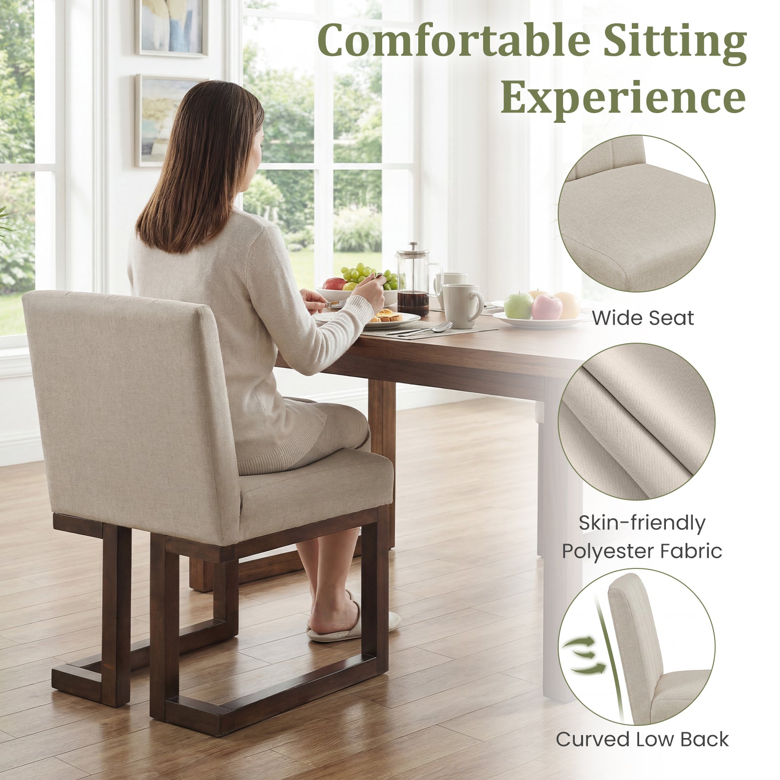 Modern Farmhouse Fabric Dining Chairs, Set of 4, 5.5