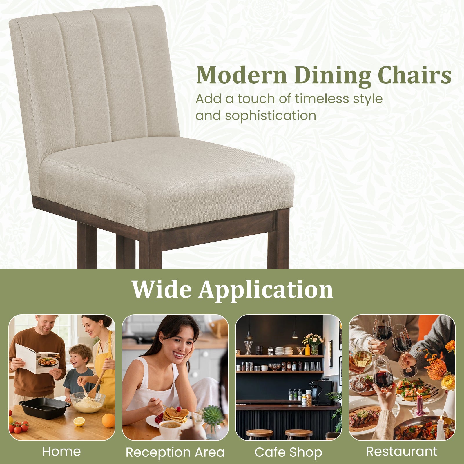 Modern Farmhouse Fabric Dining Chairs, Set of 4, 5.5