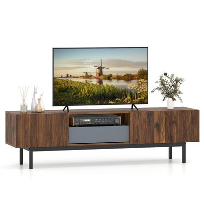 Modern Mid Century TV Cabinetfor TVs up to 82" with Drawer, Walnut Entertainment Centers & TV Stands Walnut at Gallery Canada
