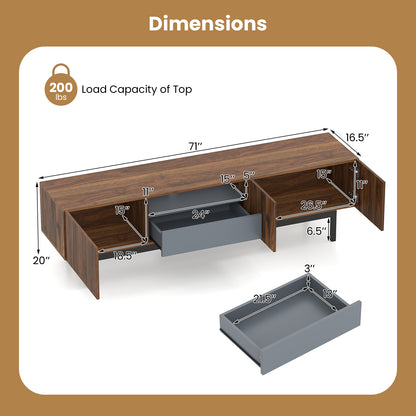 Modern Mid Century TV Cabinetfor TVs up to 82" with Drawer, Walnut Entertainment Centers & TV Stands at Gallery Canada