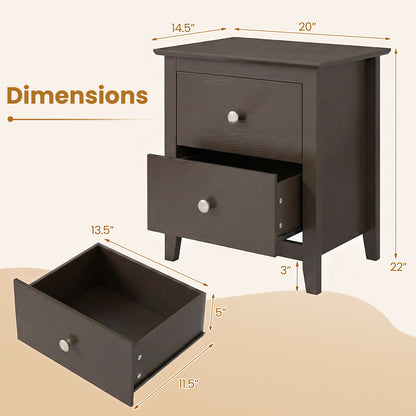 Modern Nightstand, 2 Drawers Brown Nightstands at Gallery Canada