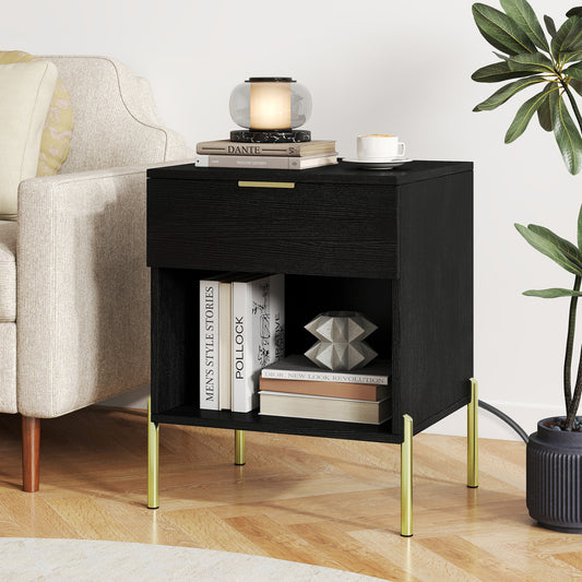 Modern Nightstand with Charging Station, Black Nightstands Black at Gallery Canada