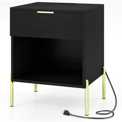 Modern Nightstand with Charging Station, Black Nightstands at Gallery Canada