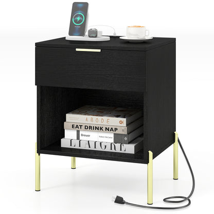 Modern Nightstand with Charging Station, Black Nightstands at Gallery Canada