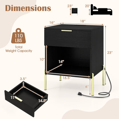 Modern Nightstand with Charging Station, Black Nightstands at Gallery Canada