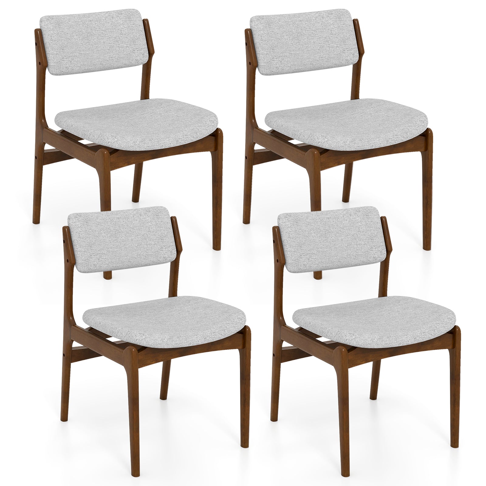 Modern Padded Dining Chairs, Set of 4, Rubber Wood Legs, Brown Dining Chairs Brown at Gallery Canada