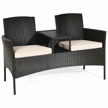 Modern Patio Conversation Set, Built-In Coffee Table, Cushions, Beige Patio Conversation Sets at Gallery Canada