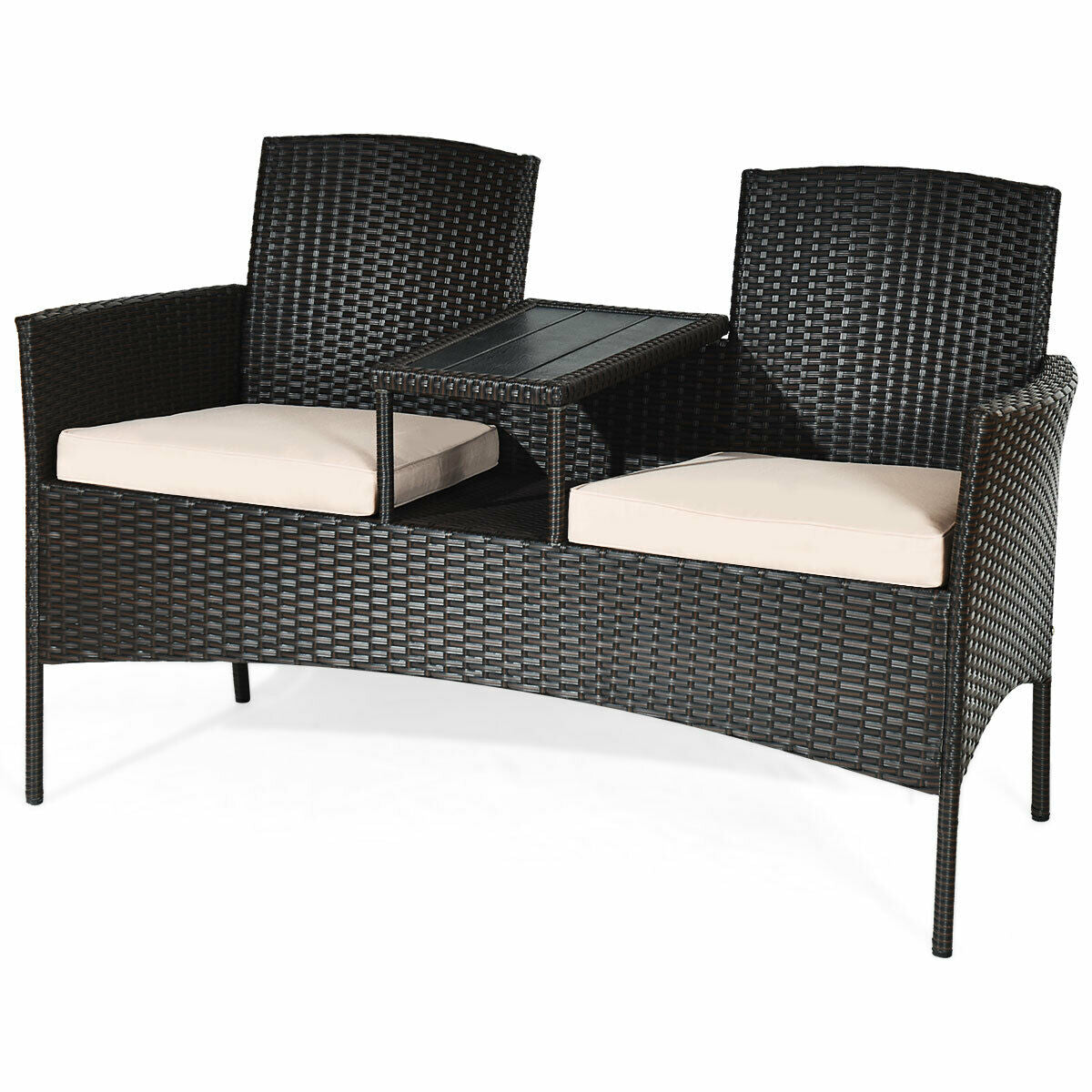 Modern Patio Conversation Set, Built-In Coffee Table, Cushions, Beige Patio Conversation Sets at Gallery Canada