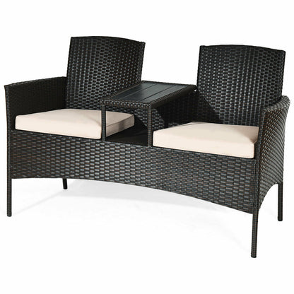 Modern Patio Conversation Set, Built-In Coffee Table, Cushions, Beige Patio Conversation Sets at Gallery Canada
