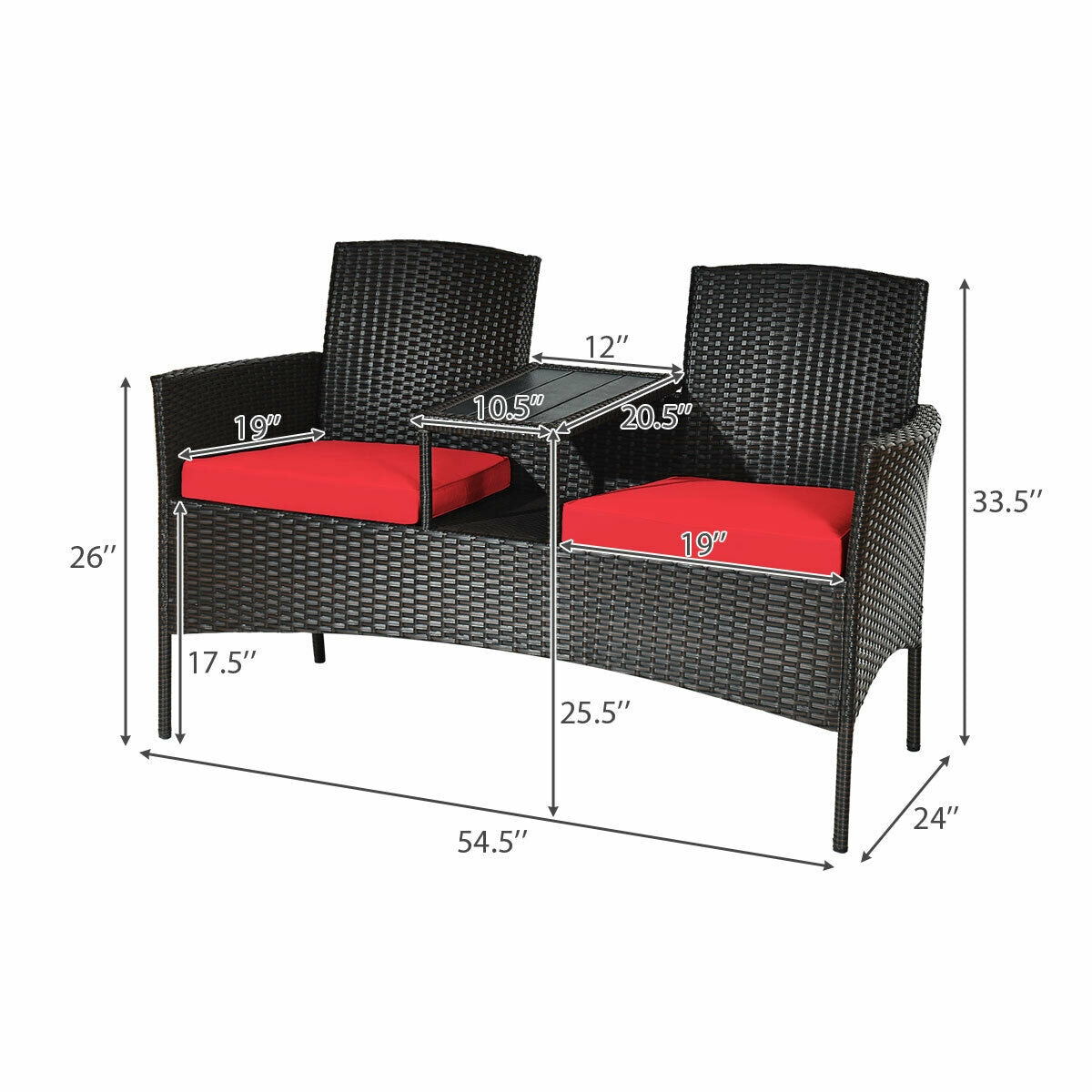 Modern Patio Conversation Set, Built-in Coffee Table, Cushions, Red Patio Conversation Sets at Gallery Canada