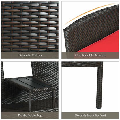 Modern Patio Conversation Set, Built-in Coffee Table, Cushions, Red Patio Conversation Sets at Gallery Canada