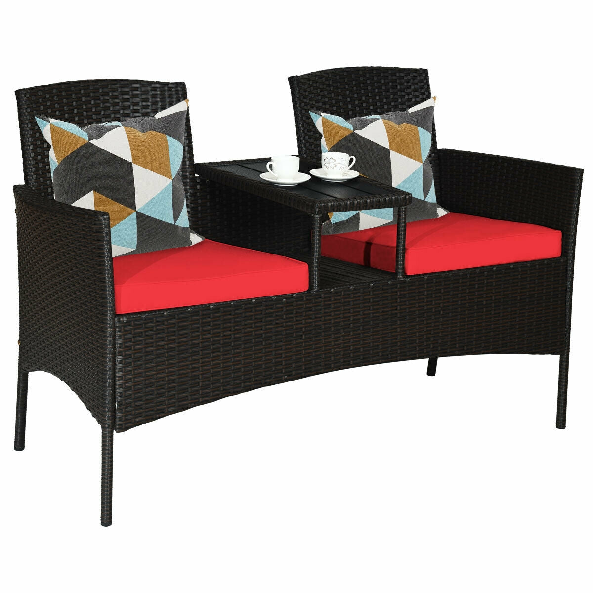 Modern Patio Conversation Set, Built-in Coffee Table, Cushions, Red Patio Conversation Sets at Gallery Canada