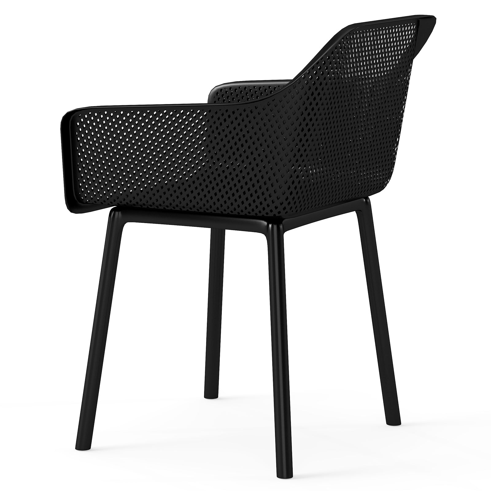 Modern Plastic Dining Chairs Set of 2 Kitchen Armchairs with Breathable Mesh Backres, Black Dining Chairs at Gallery Canada