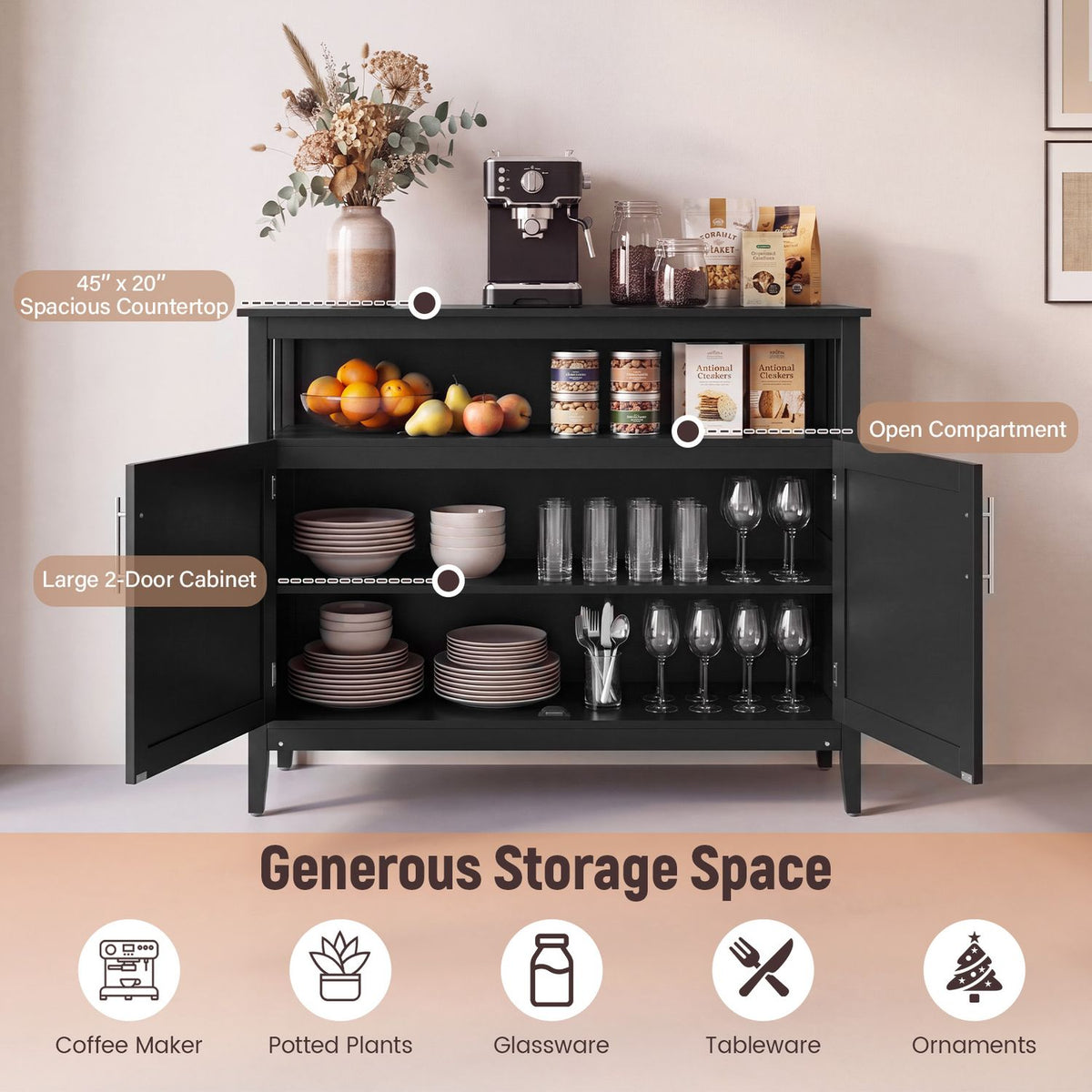 Modern Wooden Kitchen Lockers, Large Storage, Black Sideboards Cabinets & Buffets at Gallery Canada