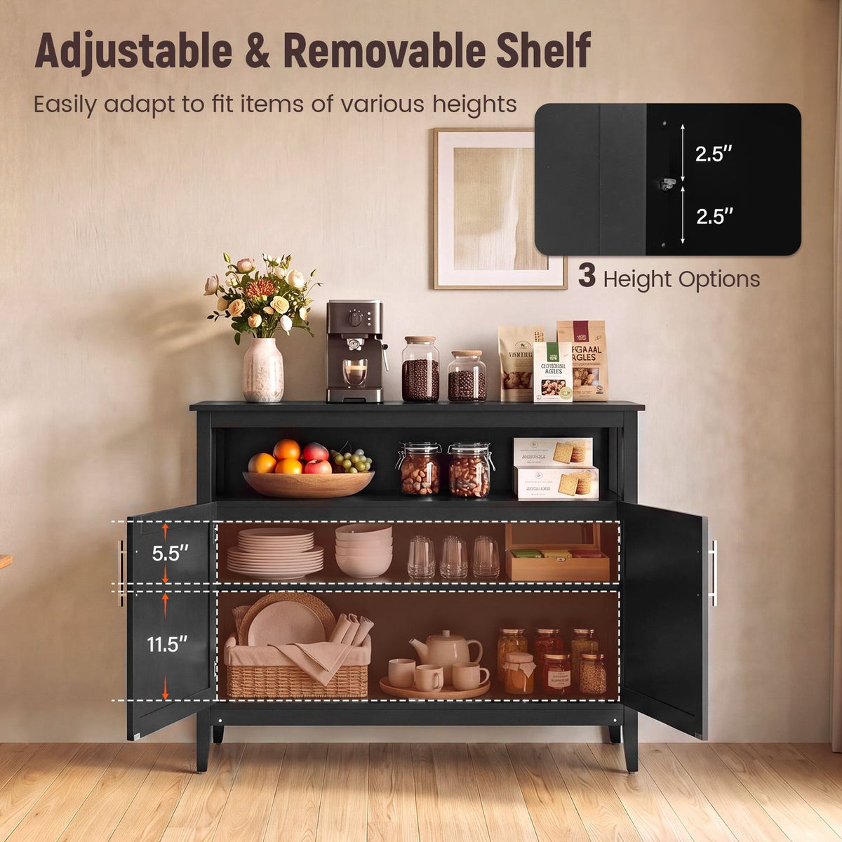 Modern Wooden Kitchen Lockers, Large Storage, Black Sideboards Cabinets & Buffets at Gallery Canada