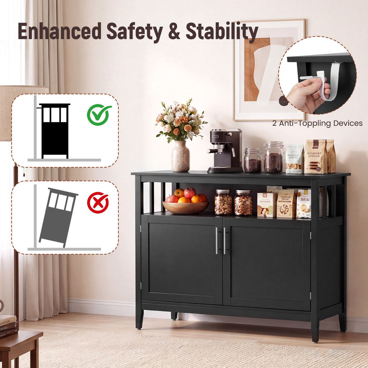 Modern Wooden Kitchen Lockers, Large Storage, Black Sideboards Cabinets & Buffets at Gallery Canada