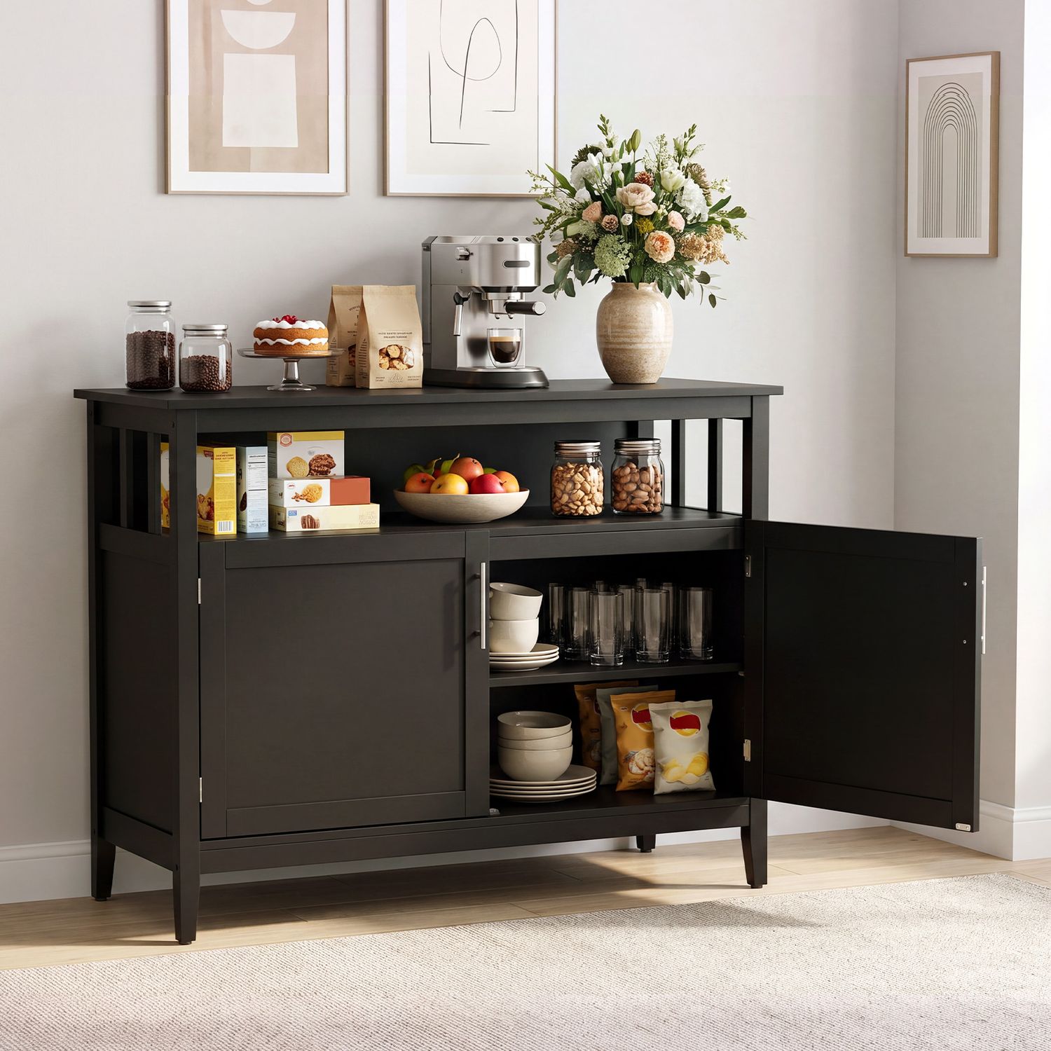 Modern Wooden Kitchen Lockers, Large Storage, Black Sideboards Cabinets & Buffets at Gallery Canada