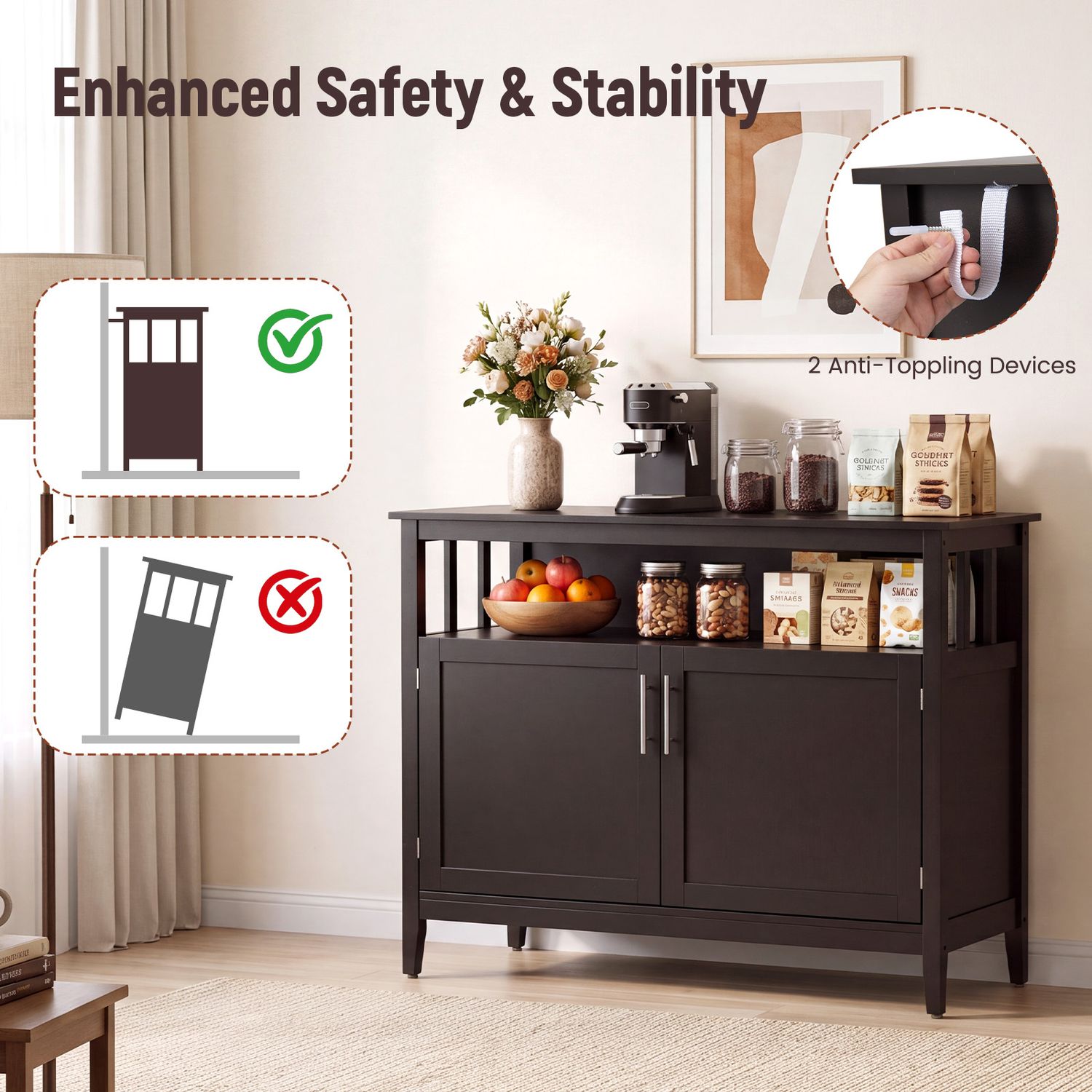 Wooden Kitchen Lockers, Large Storage, Brown Sideboards Cabinets & Buffets at Gallery Canada