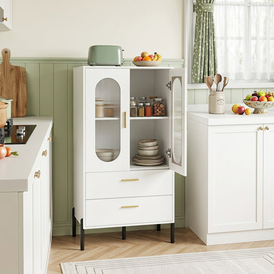 Modern Sideboard Buffet Cabinet with Fluted Doors, White Sideboards Cabinets & Buffets White at Gallery Canada