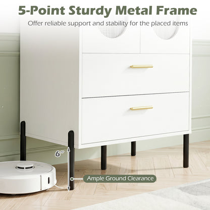 Modern Sideboard Buffet Cabinet with Fluted Doors, White