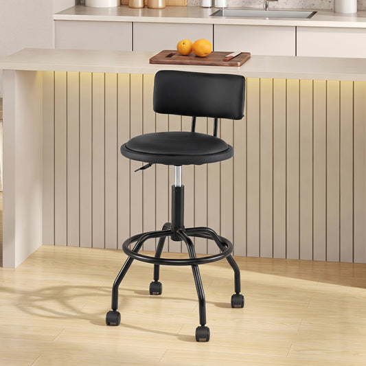 Modern Swivel Bar Stool with Backrest, Black Bar Stools Black at Gallery Canada