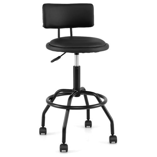 Modern Swivel Bar Stool with Backrest, Black