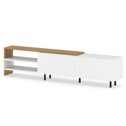 Modern TV Stand for 80 Inches TVs with Storage Shelves and Cabinets, White