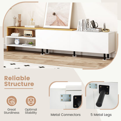 Modern TV Stand for 80 Inches TVs with Storage Shelves and Cabinets, White