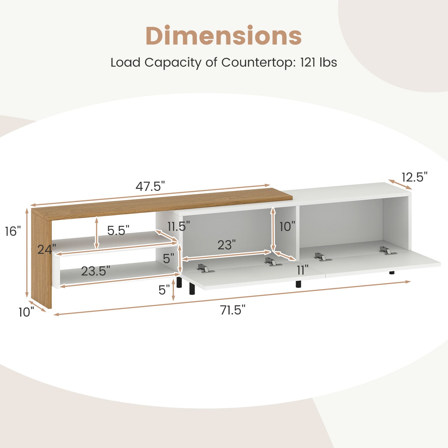 Modern TV Stand for 80 Inches TVs with Storage Shelves and Cabinets, White Entertainment Centers & TV Stands at Gallery Canada