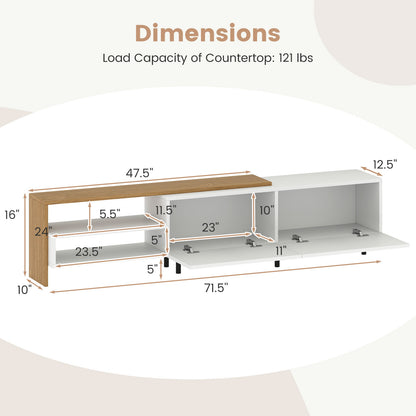 Modern TV Stand for 80 Inches TVs with Storage Shelves and Cabinets, White Entertainment Centers & TV Stands at Gallery Canada