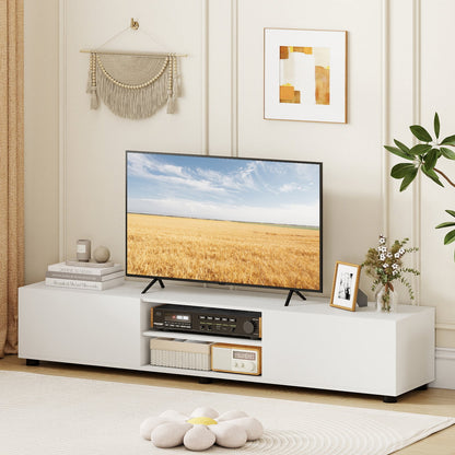 Modern TV Stand For 70" TVs, 2 Doors And Open Shelves, White Entertainment Centers & TV Stands at Gallery Canada