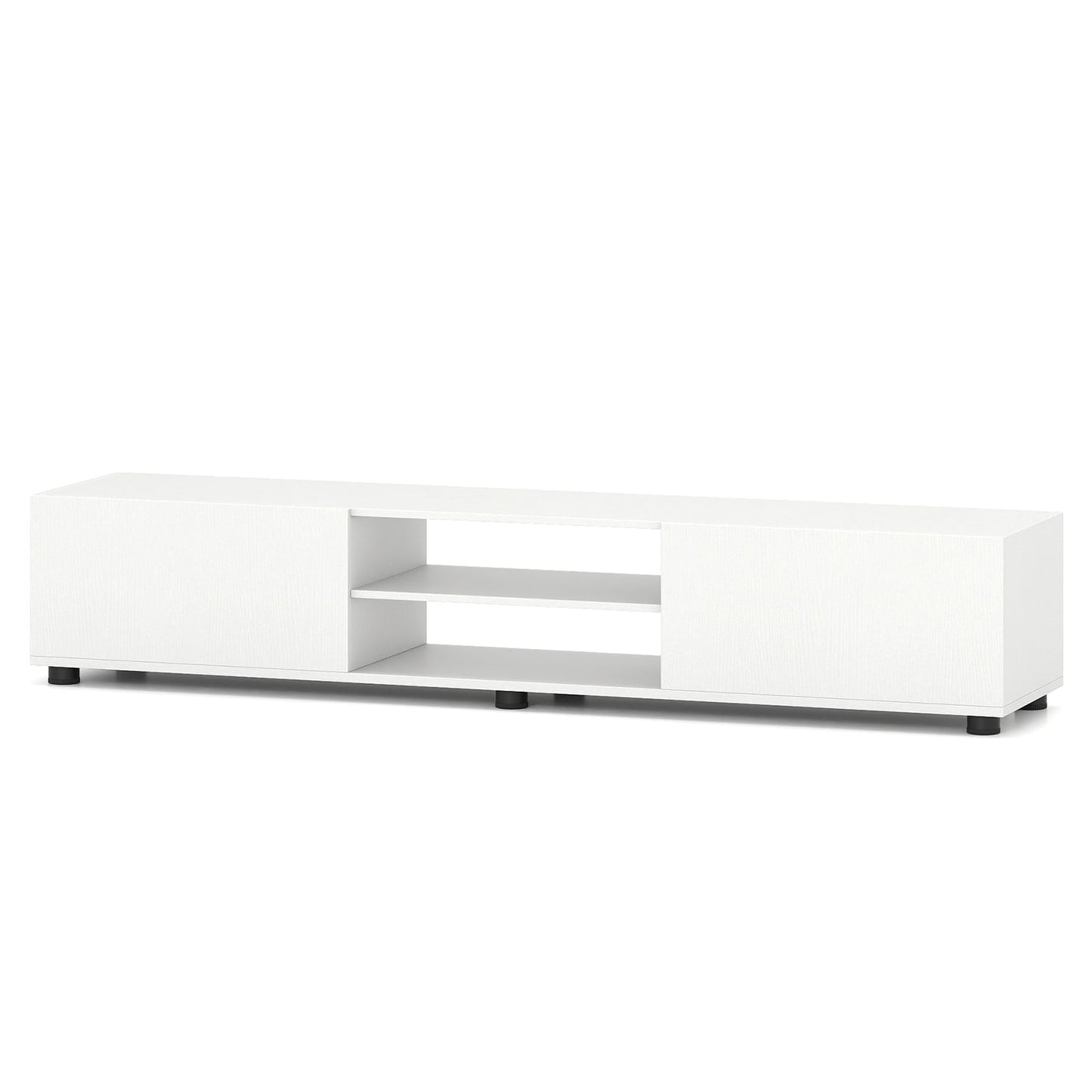 Modern TV Stand For 70" TVs, 2 Doors And Open Shelves, White Entertainment Centers & TV Stands White at Gallery Canada