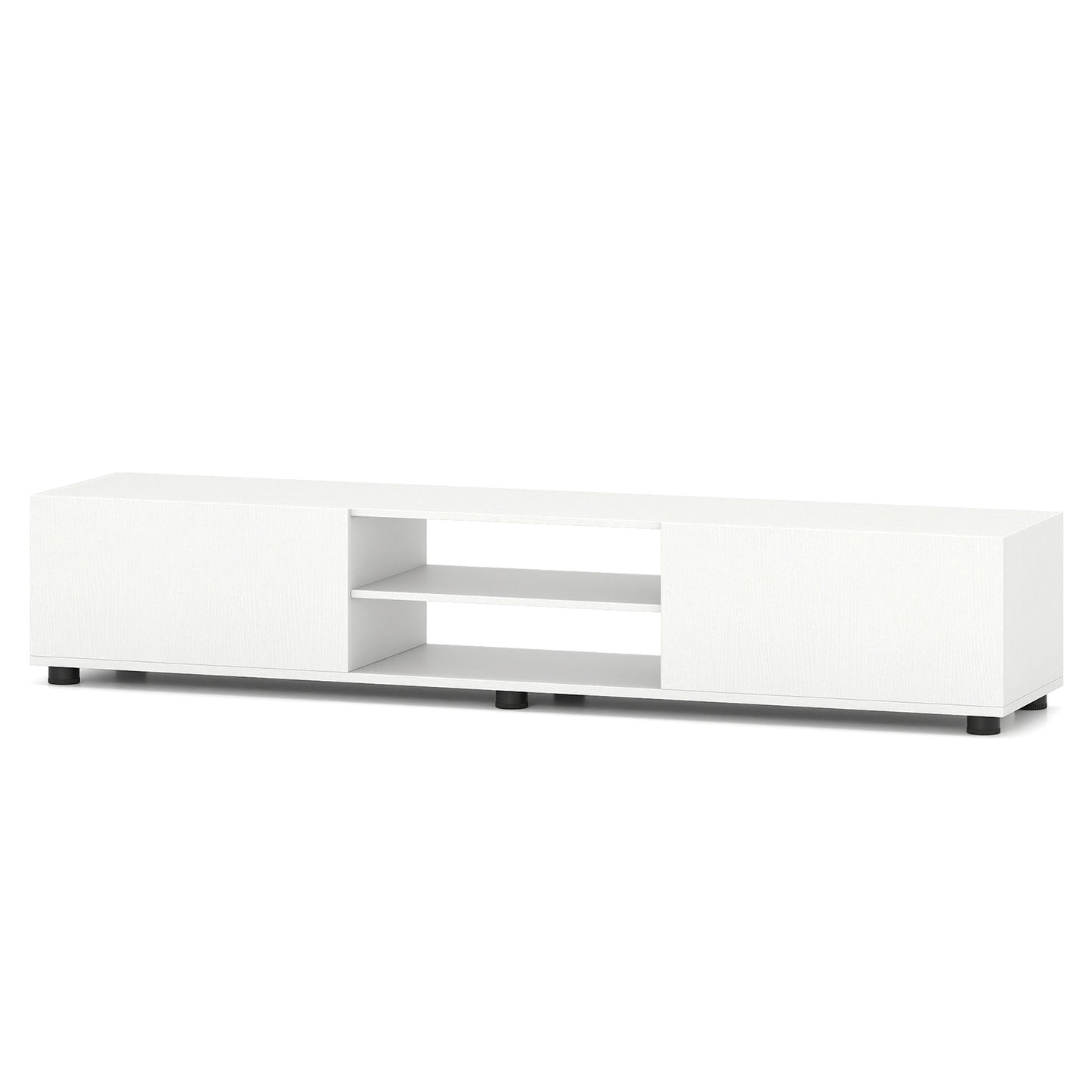 Modern TV Stand For 70" TVs, 2 Doors And Open Shelves, White Entertainment Centers & TV Stands White at Gallery Canada