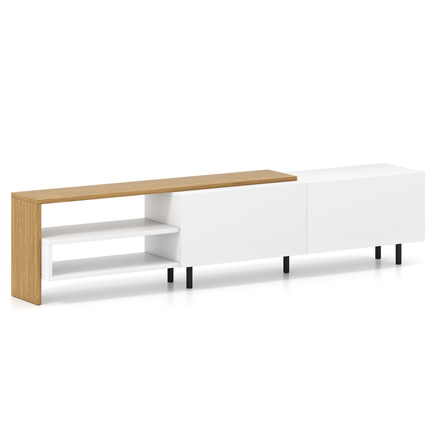 Modern TV Stand for 80 Inches TVs with Storage Shelves and Cabinets, White Entertainment Centers & TV Stands at Gallery Canada