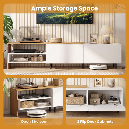 Modern TV Stand for 80 Inches TVs with Storage Shelves and Cabinets, White Entertainment Centers & TV Stands at Gallery Canada